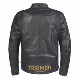 Triumph Braddan air race Black Gold Leather Motorcycle Jacket