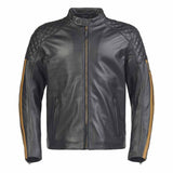 Triumph Braddan air race Black Gold Leather Motorcycle Jacket