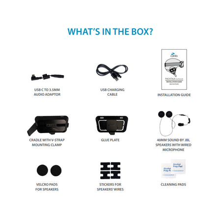 Cardo Packtalk Outdoor 2nd Helmet Kit - Box contents