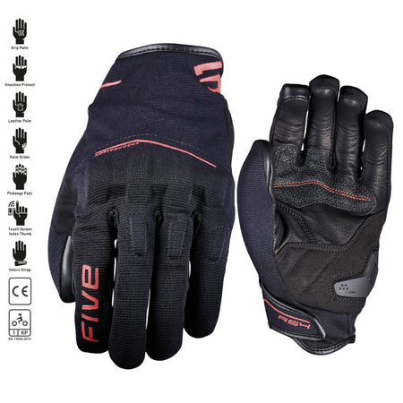 FIVE RS4 EVO Gloves Black/Fluro Red