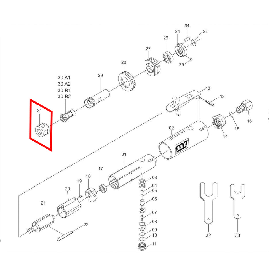 M7 COLLET NUT TO SUIT QA-211 DIE GRINDER