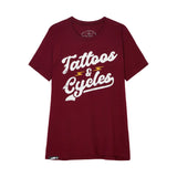 286655802 Women's IMC X HH Tattoos & Cycles T-shirt, Red, Small