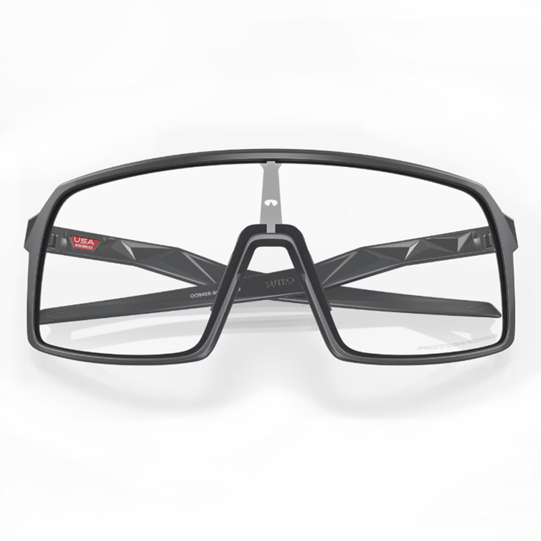 OO9406-9837 Oakley Sutro Sunglasses Matte Carbon Frame, Clear to Black Iridium Photochromic Lens - Transition Lens