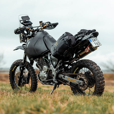 Bike fitted with the Kreiga OS-BASE and OS-Adventure Packs