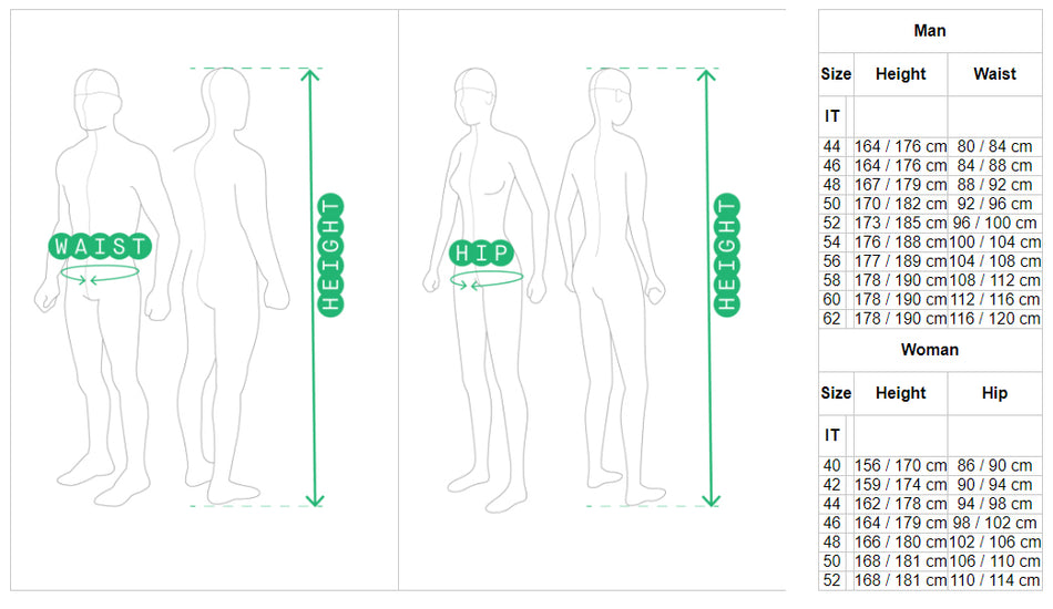 Spidi leather pants size chart - man & woman