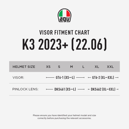 AGV K3 (2023+) 22.06 VISOR & PINLOCK FITMENT