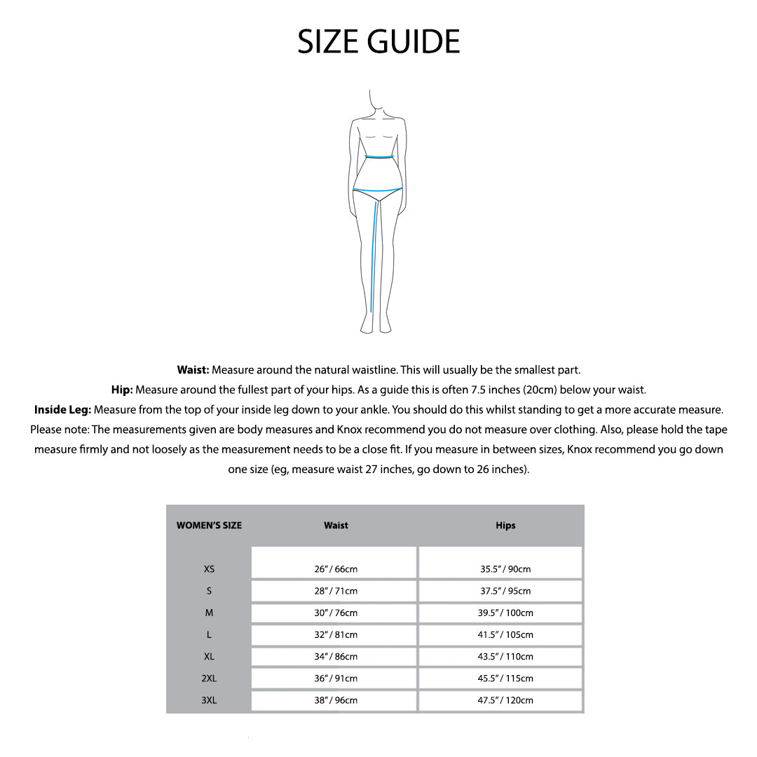 KNOX Size Chart - Womens Pants