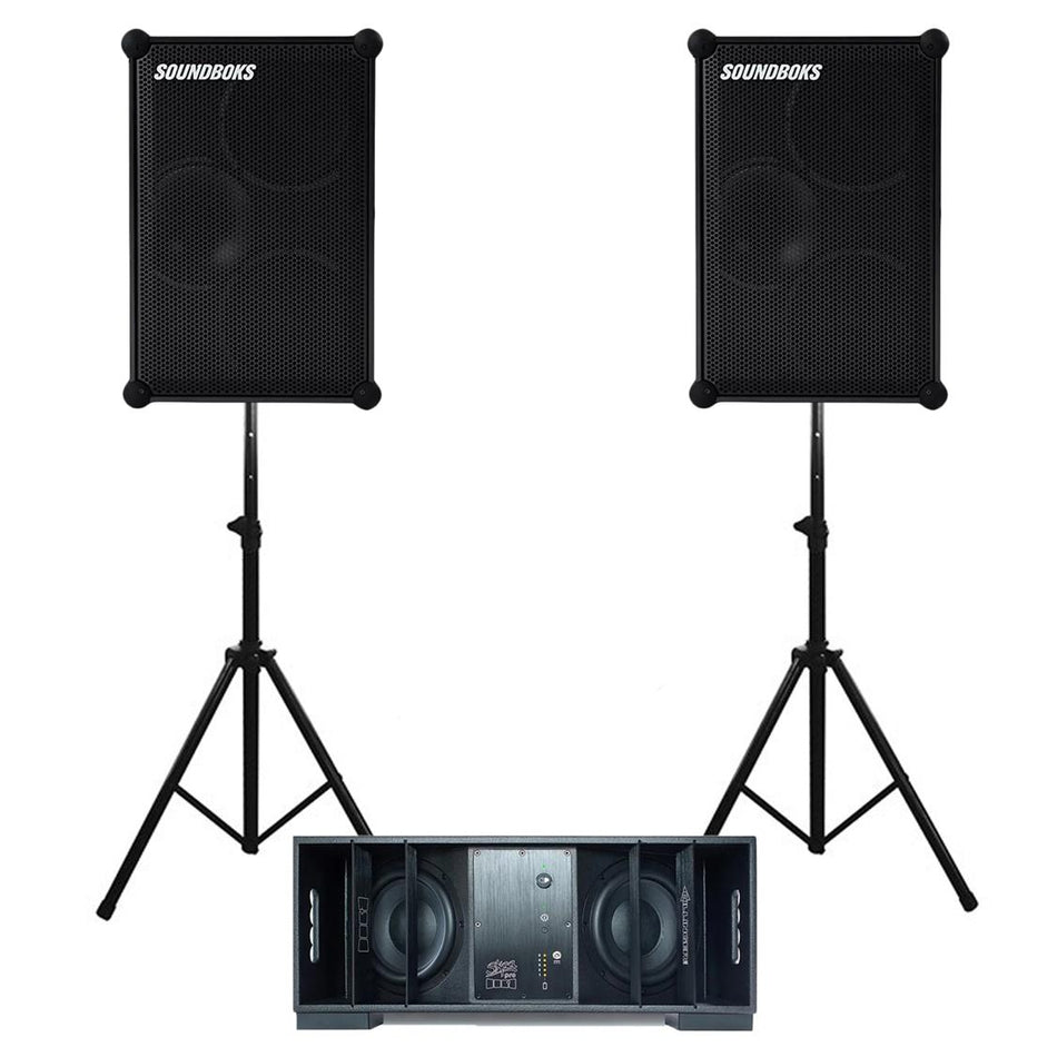 DUAL SOUNDBOKS 4 + DFB SUBWOOFER BATTERY POWERED WIRELESS PRO AUDIO KIT