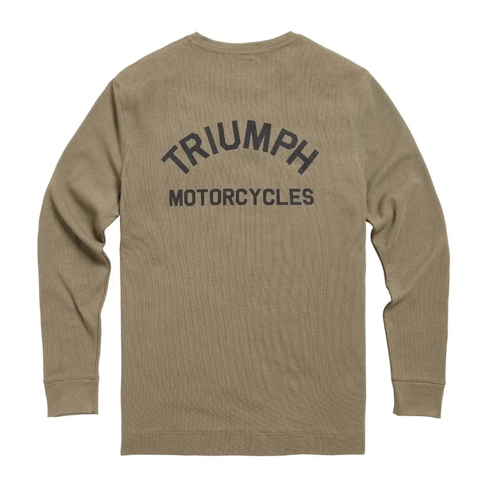 MTLS21013 Dean Long Sleeve Khaki Waffle T-Shirt