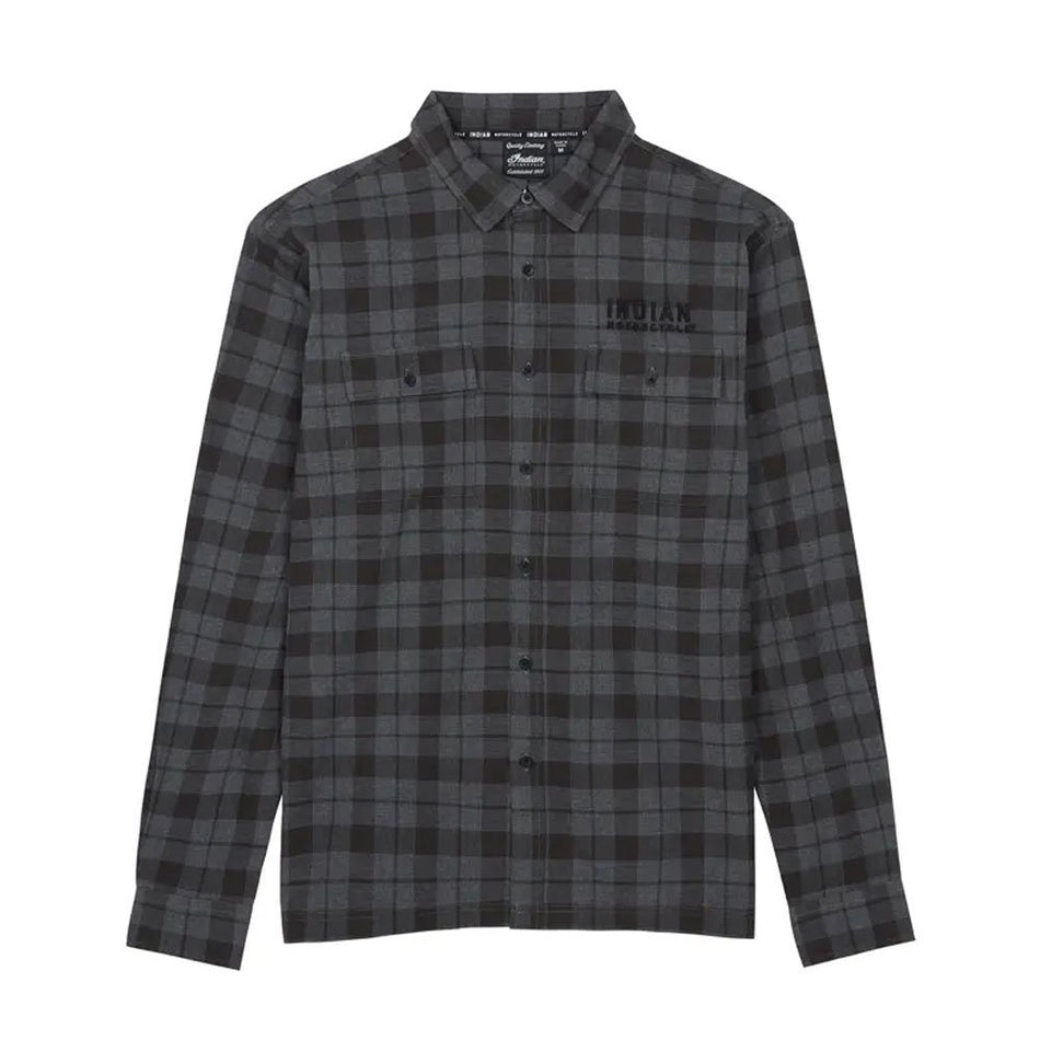 Indian Motorcycle Mens Chicago Plaid Shirt Button-Up