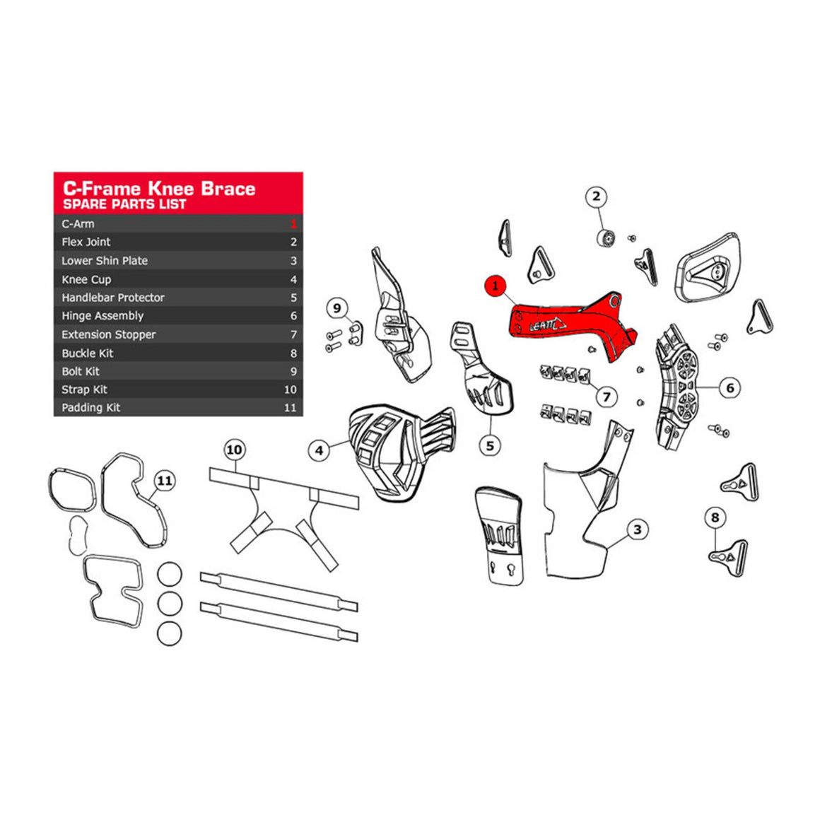 Leatt C-Frame C-Arm Aluminium - Forged Right (2XL)