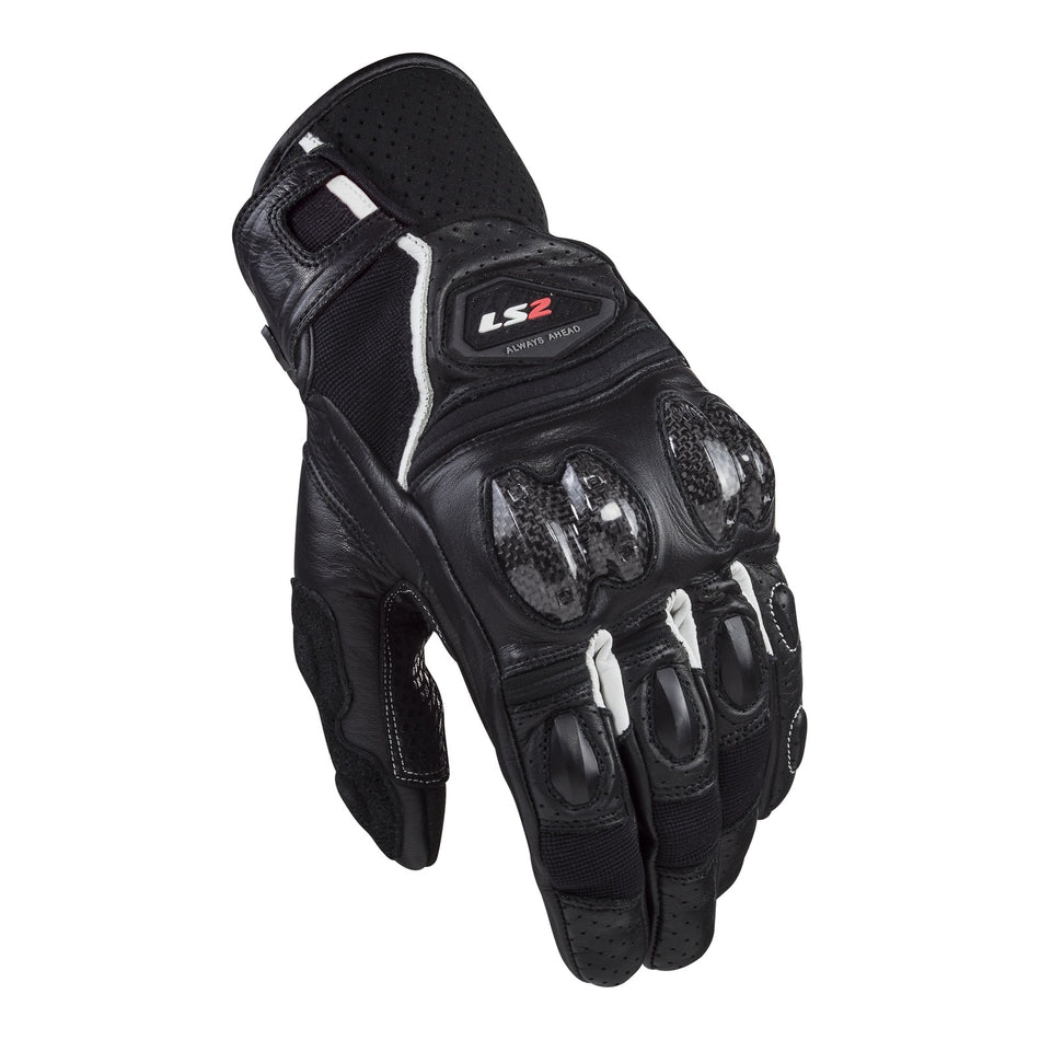 LS2 Spark 2 Leather Men's Glove - Black / White