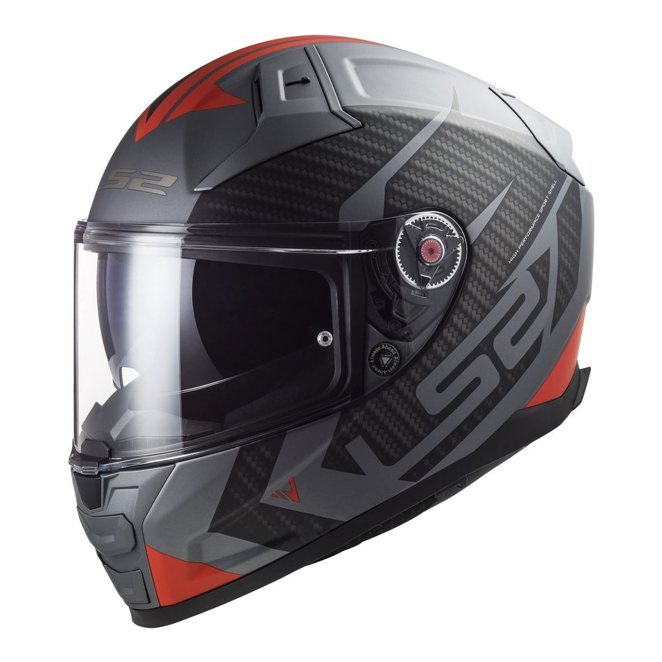 LS2 FF811 Vector II Splitter Helmets - Matte Titanium / Red