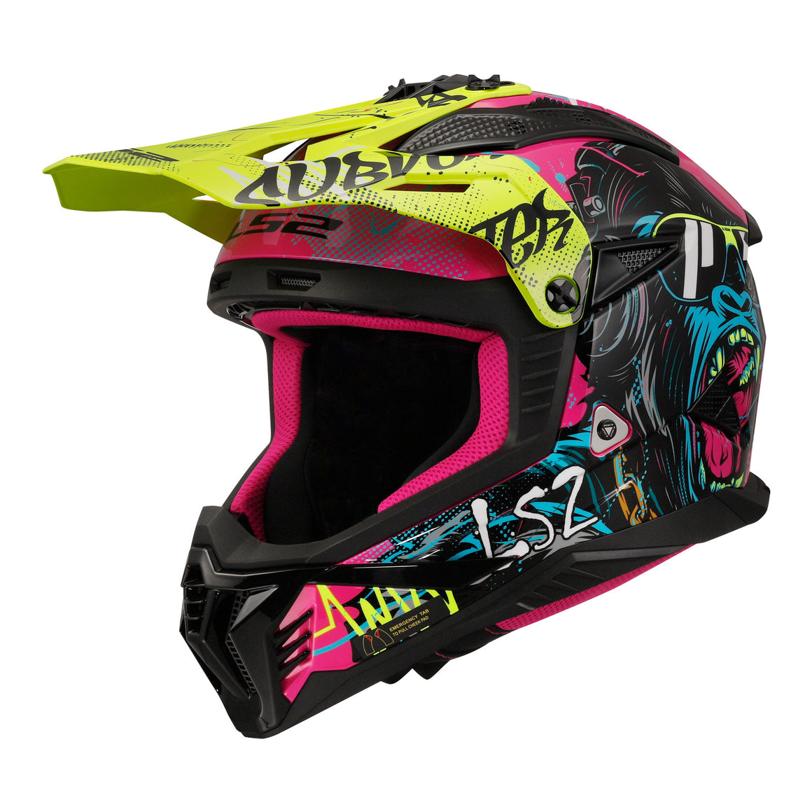 LS2 MX708 Fast II Gorilla Helmet - Purple / Hi-Vis Yellow