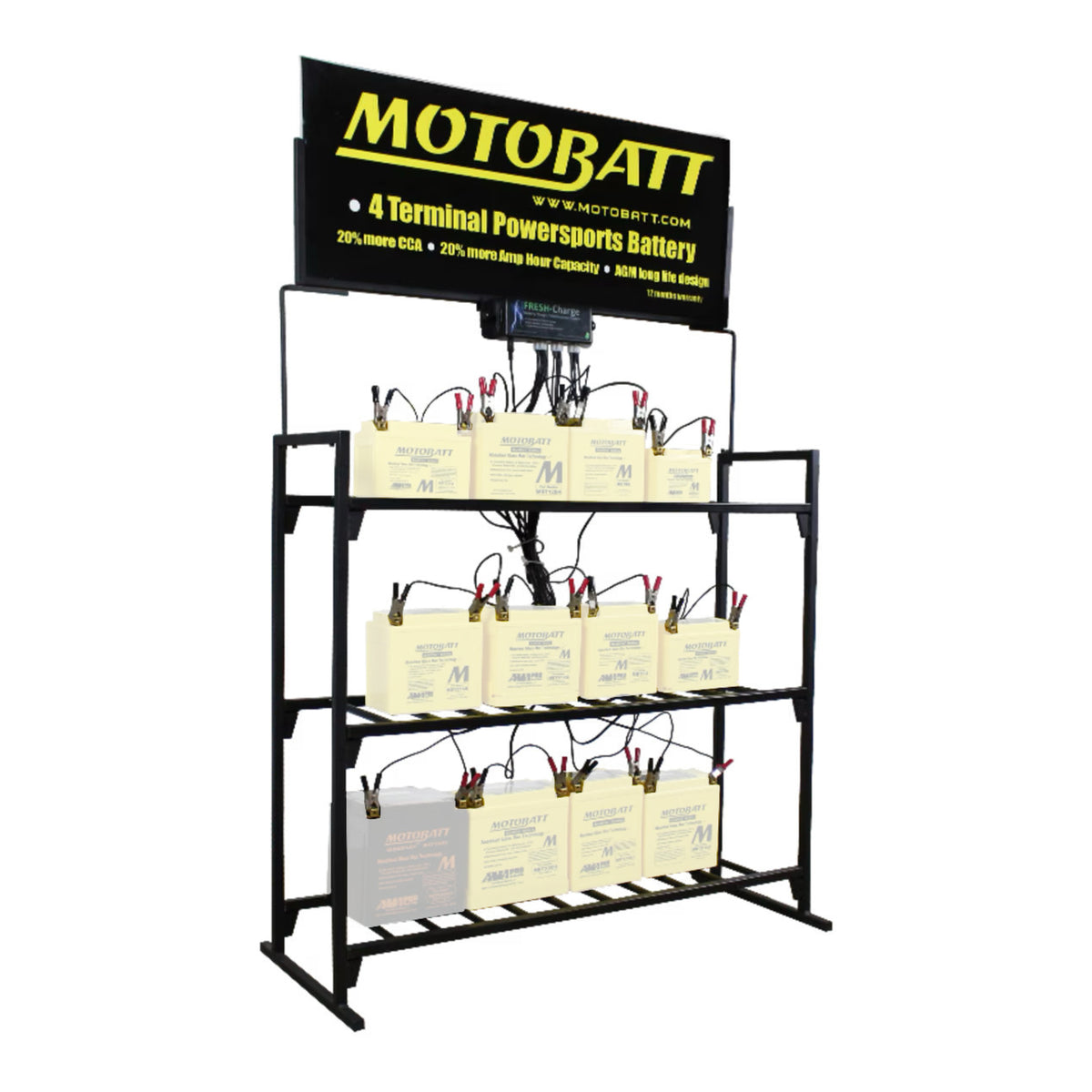 Motobatt 12-Station Battery Maintenance Charger with Stand