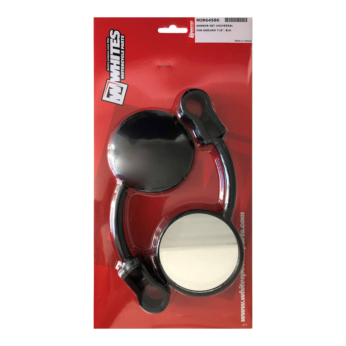 Whites Mirror Pair Universal Folding Enduro 7/8 Black