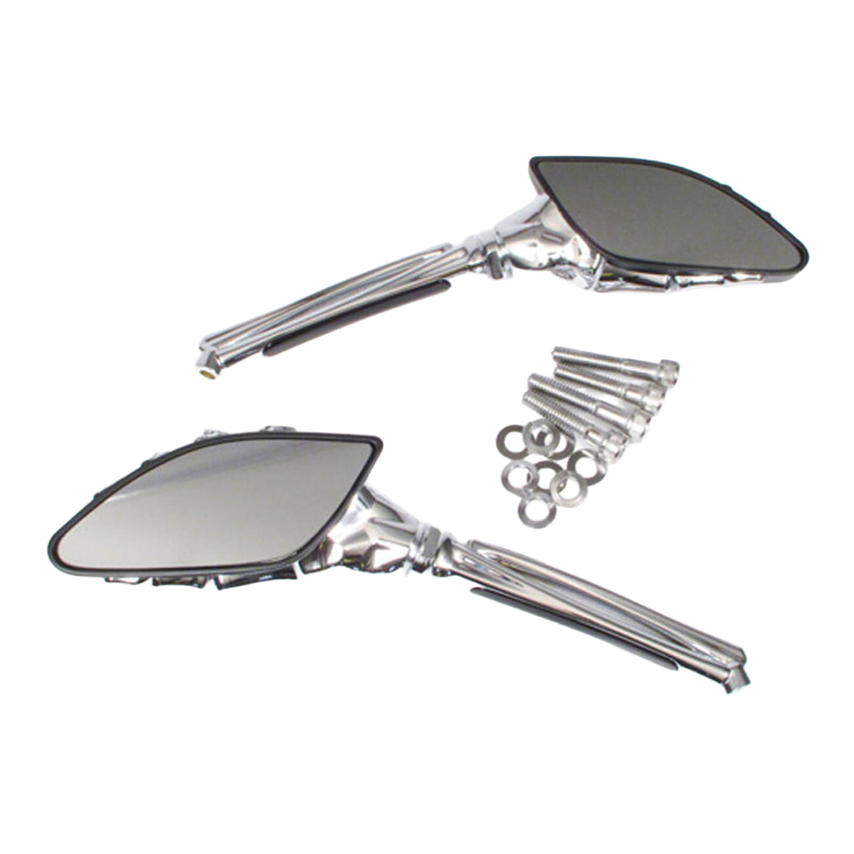 Whites Mirror - Universal Skeleton Hand Chrome / Black Harley (Pair)