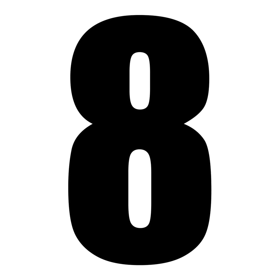 Whites Race Number - Black #8 (10 Pack)