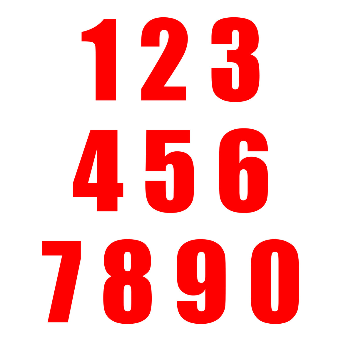 Whites Race Number - Red #1 (10 Pack)