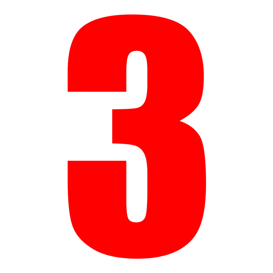 Whites Race Number - Red #3 (10 Pack)