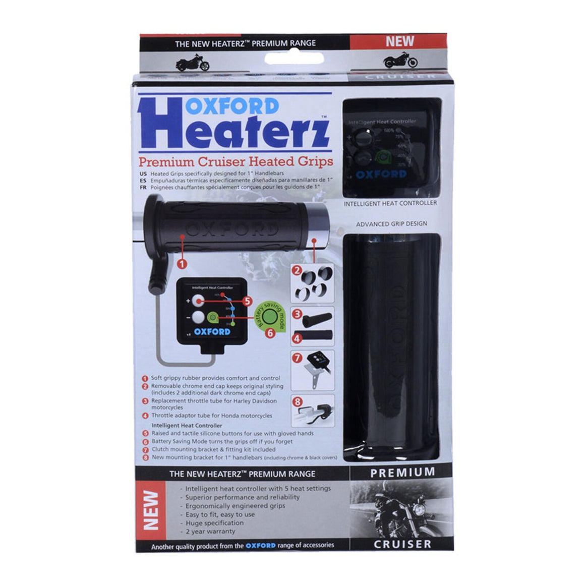 Oxford HotGrips® Premium Cruiser (1 Inch Bar) with V8 Switch