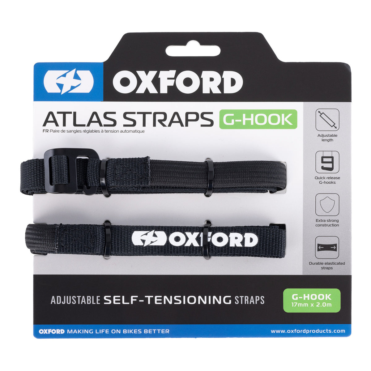 Oxford Atlas G-Hook 17mm x 2.0m - Black (Pair)