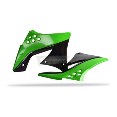 Polisport Radiator Scoops Kawasaki KX250F ('09-'12) - Green/Black (Top/Bottom)