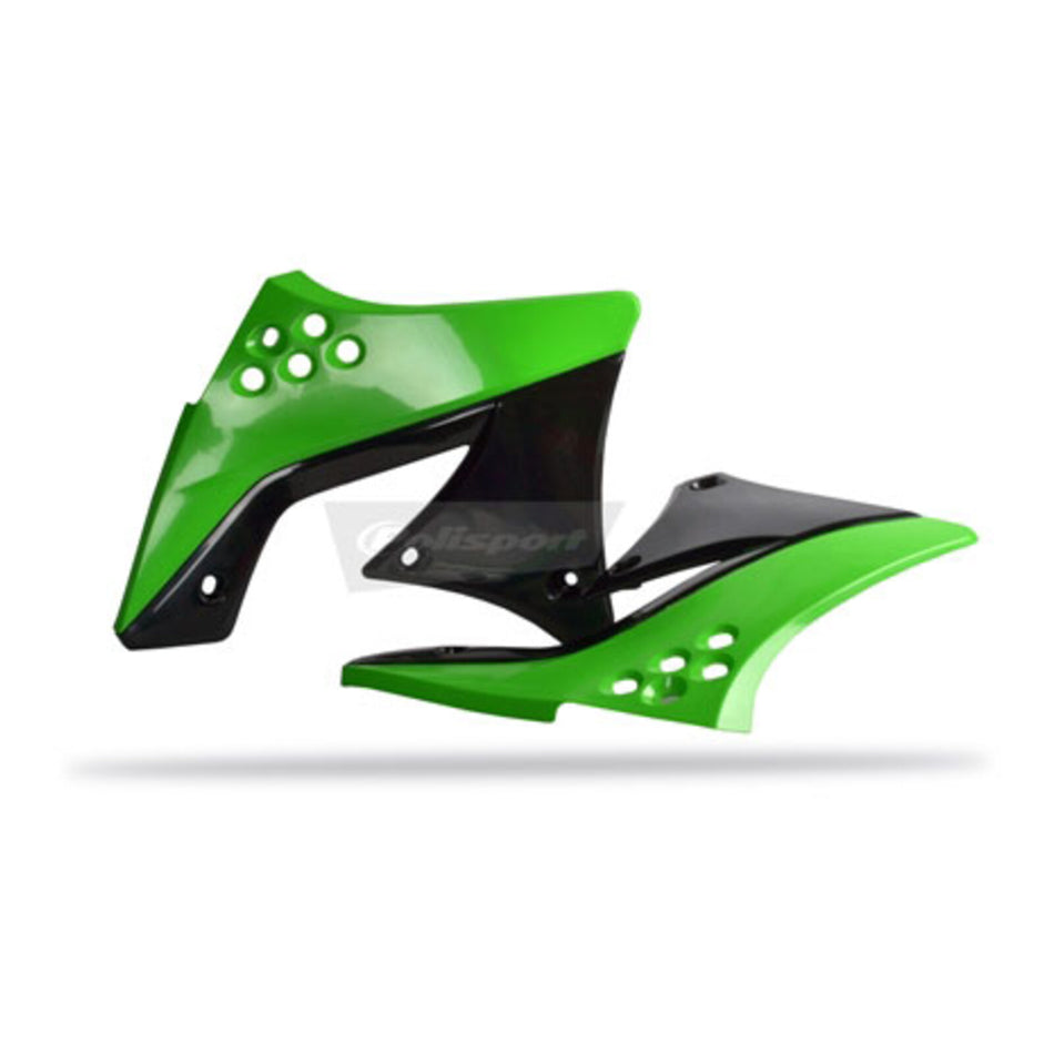 Polisport Radiator Scoops Kawasaki KX250F ('09-'12) - Green/Black (Top/Bottom)
