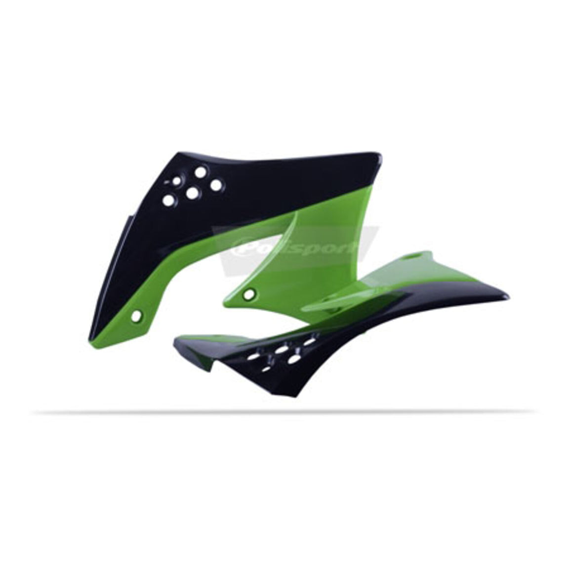 Polisport Radiator Scoops Kawasaki KX450F '09-'11 Black / 05 Green (Top/Bottom)