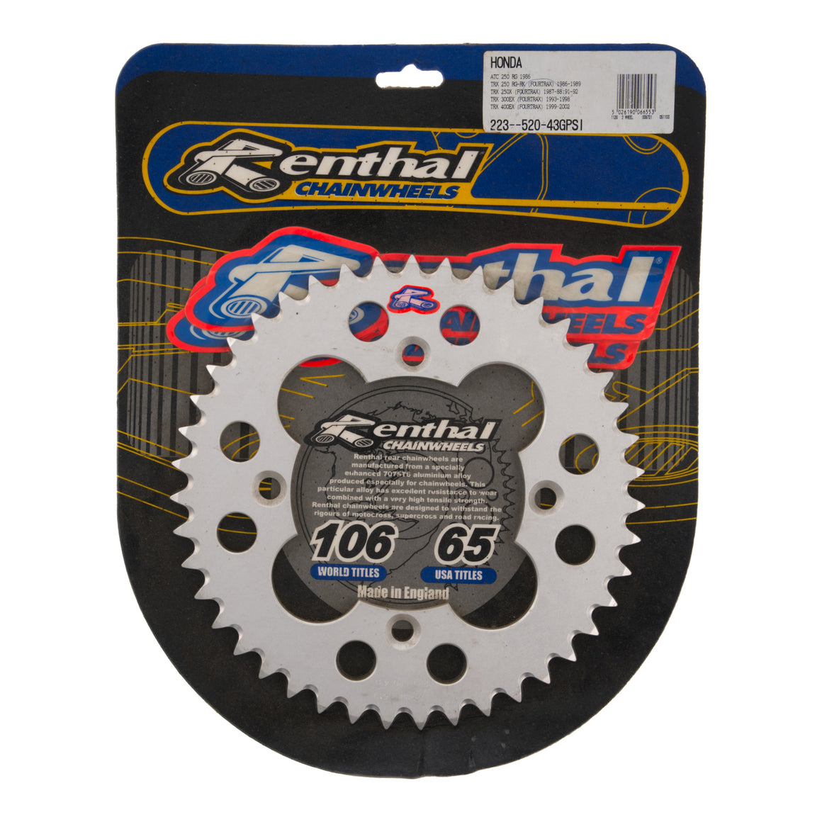 Renthal Sprocket Rear Green 43T Alloy 7075 T6 Grooved