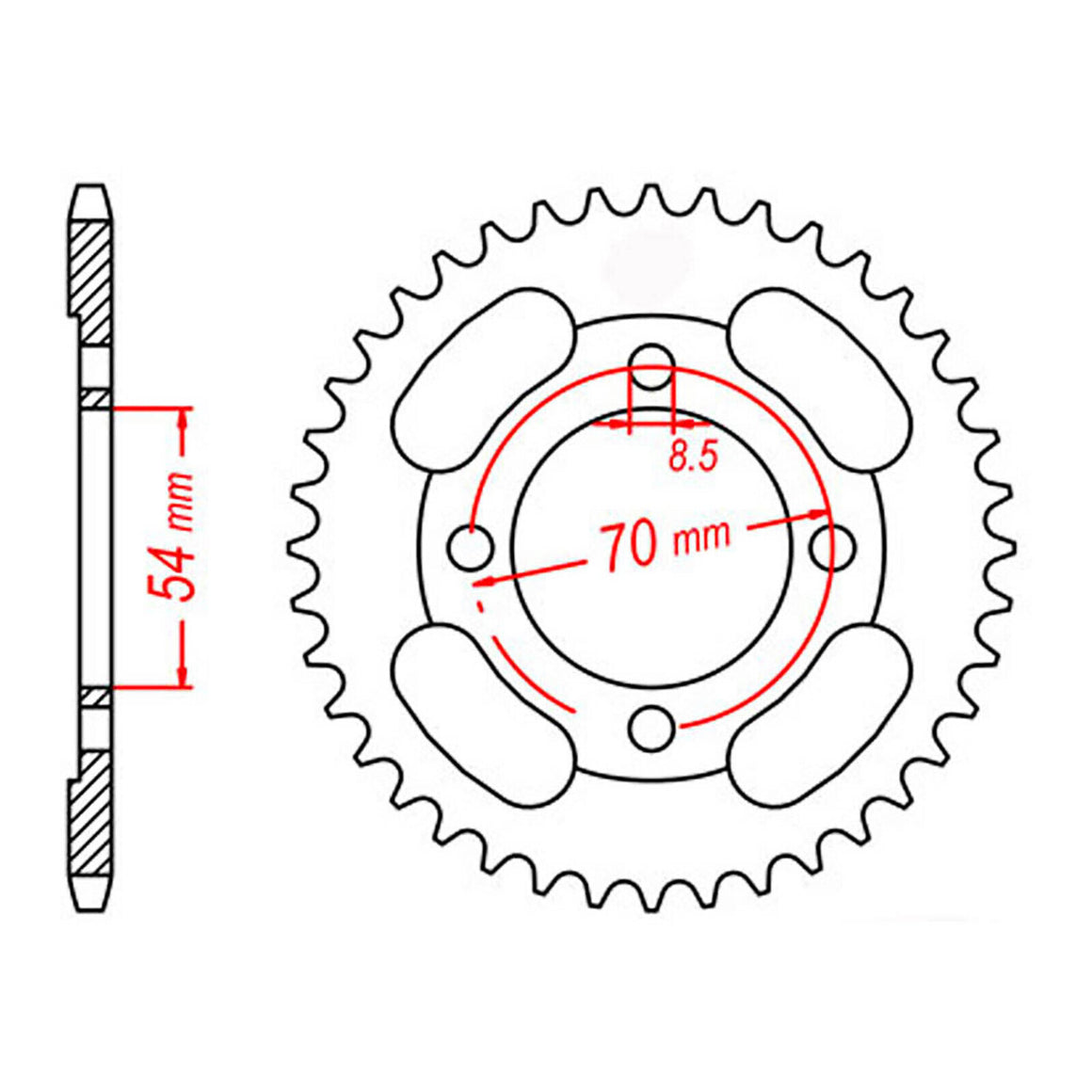 Sprocket Kit Honda CT110 - Single ratio / 54mm Centre - 428H 15/45