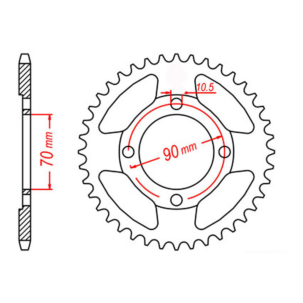 Sprocket Kit Honda CT110 - Single ratio/70mm Cntr-428KRO 15/45