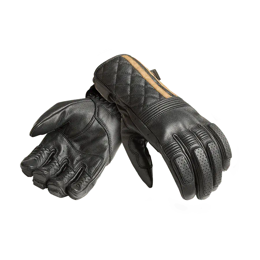Triumph SULBY LEATHER GLOVE IN BLACK WITH GOLD STRIPE (MGVS2351)