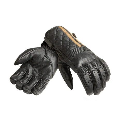 Triumph SULBY LEATHER GLOVE IN BLACK WITH GOLD STRIPE (MGVS2351)