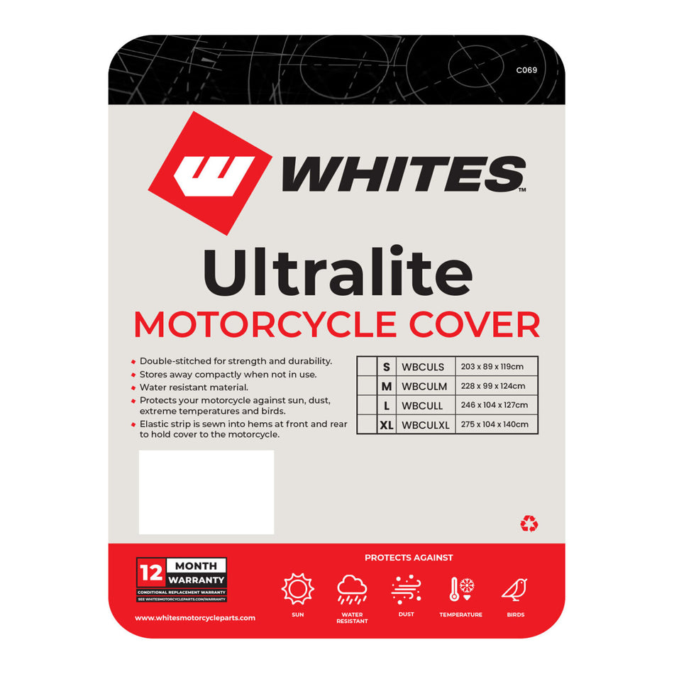 Whites Motorcycle Cover - Ultralite (S / 203 x 89 x 119cm)
