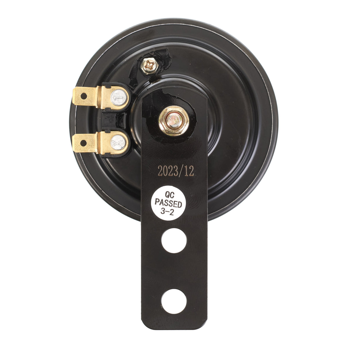 Whites 12v Horn - Round Black - 70mm Diameter - 110db
