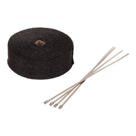 Whites Exhaust Wrap - Black 50mm x 15m (500°C) + 4 Stainless Steel Ties