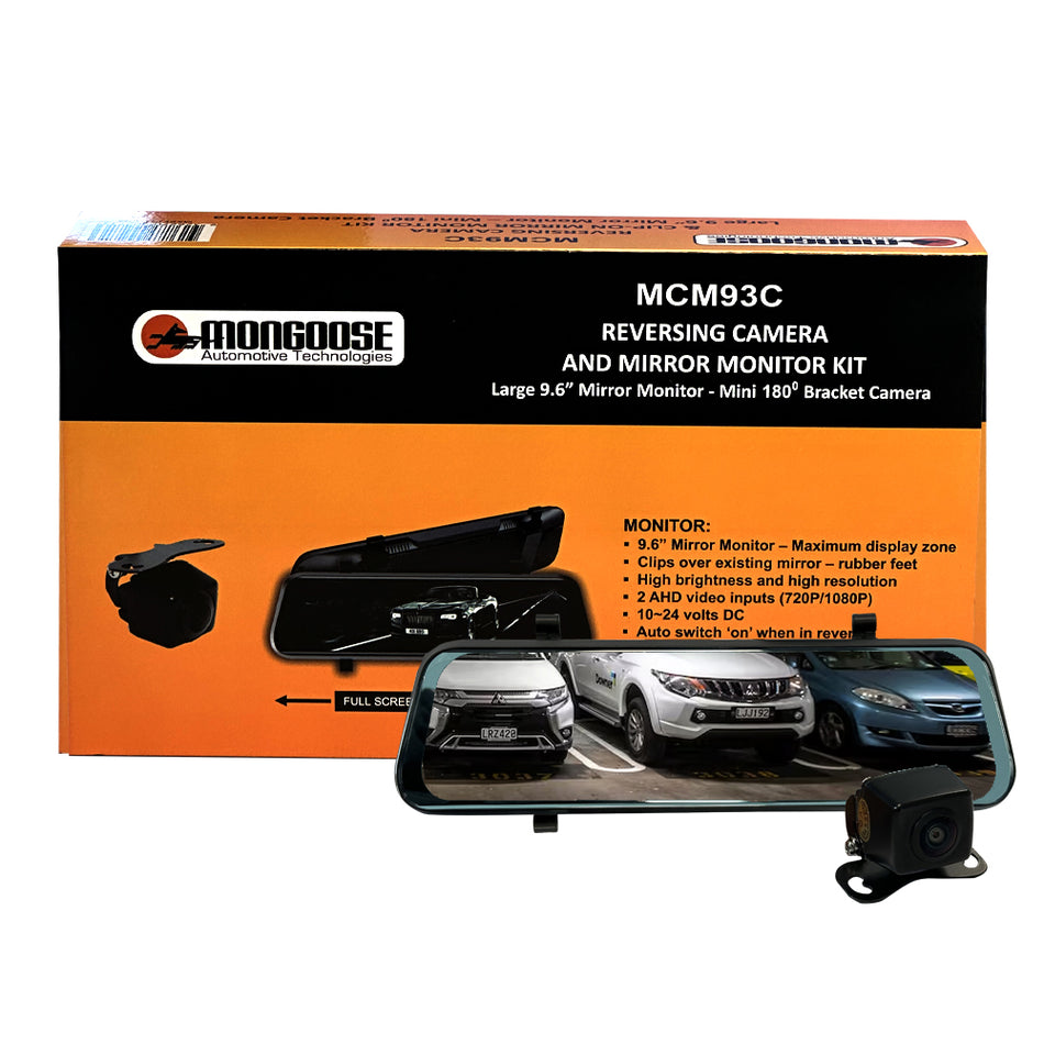 MONGOOSE 9.6" CLIP ON MIRROR -  FULL HD - CLIP ON MIRROR MONITOR AND CAMERA KIT