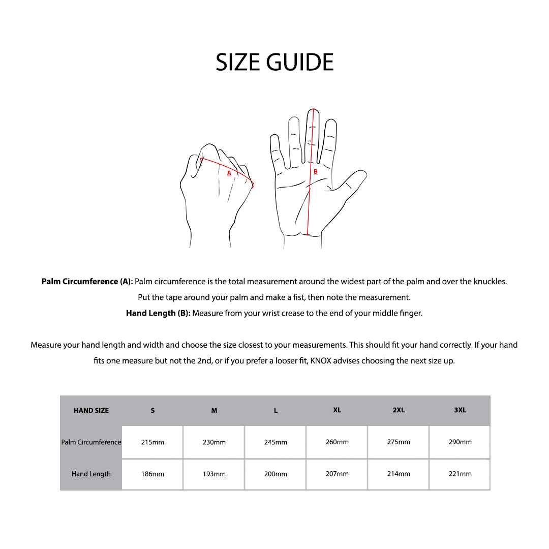 KNOX Size Chart - Gloves