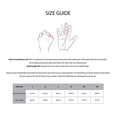 KNOX Size Chart - Gloves