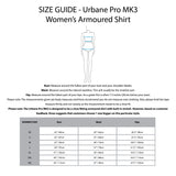 KNOX Size Chart - Urbane Pro MK3 Women's Shirt