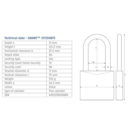 ABUS 37/55 HB75 Tech Data