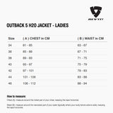 Size chart for REVIT Outback 5 H2O Jacket - Ladies