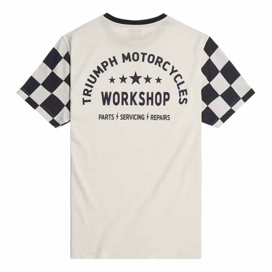 Triumph Preston Tee shirt  bone/black  / Preston Checkerboard Sleeve Tee