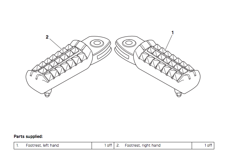 Triumph Motorcycles footrests front  A9770142